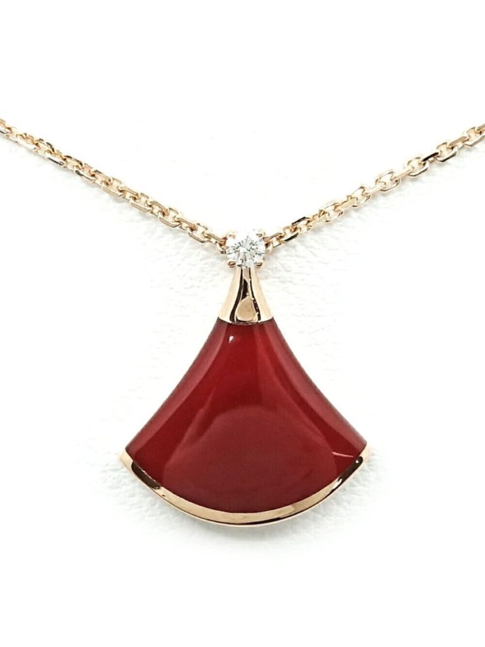 Bvlgari 18k Pink Gold Diva's Dream Carnelian Diamond Necklace 750 Divas